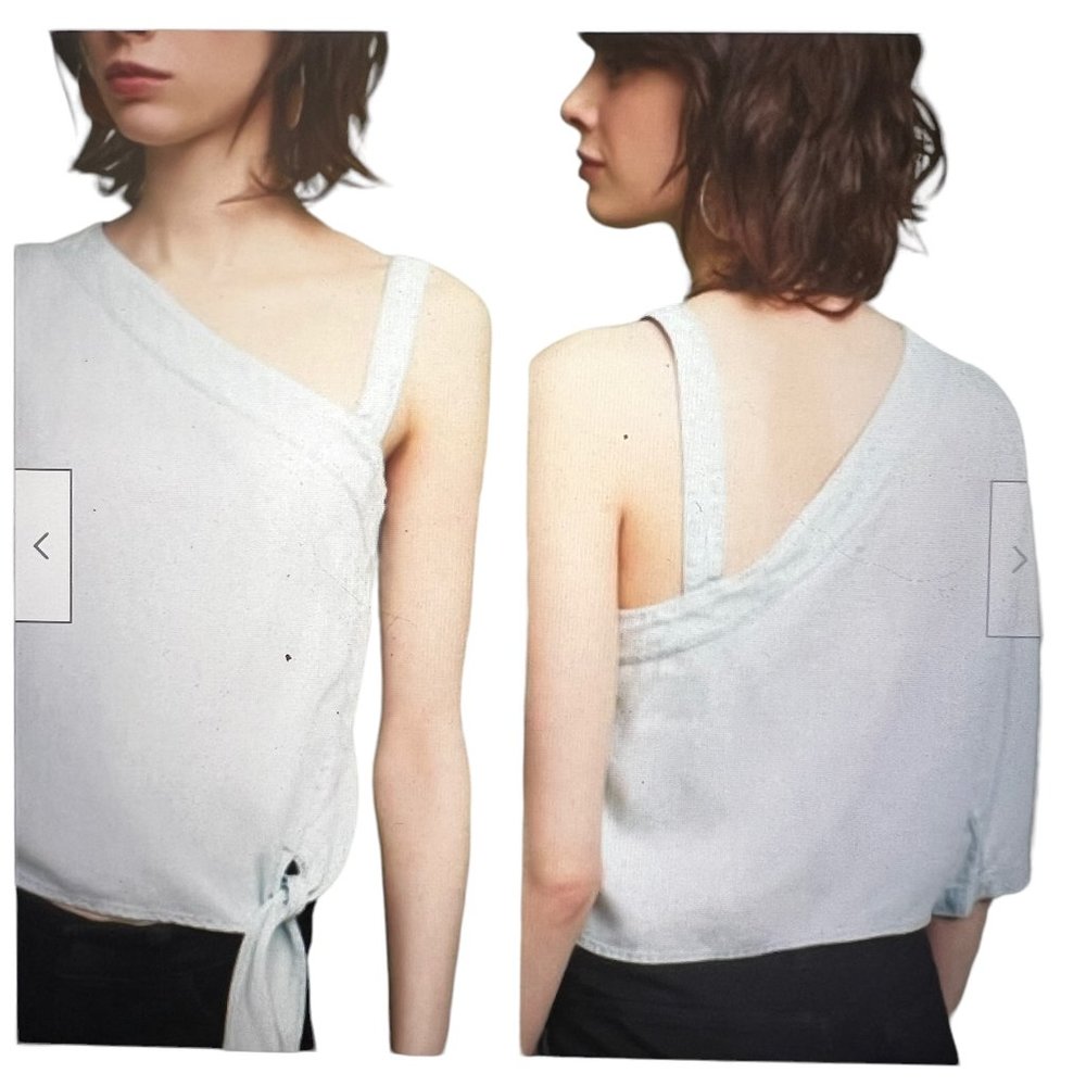 LN HOLDING HORSES for Anthropologie Maddie One Shoulder Light Blue Top S… - Picture 2 of 12